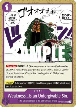 Weakness...Is an Unforgivable Sin. (OP04-076) - Kingdoms of Intrigue (Common) [OP04-076]