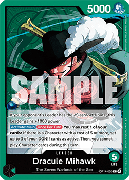 Dracule Mihawk (OP14-020) (V.1) - The Azure Sea's Seven (Leader) [OP14-020] - TCG Shoppen TCG Shoppen One Piece Single