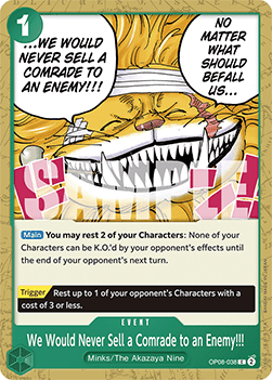 We Would Never Sell a Comrade to an Enemy!!! (OP08-038) - Two Legends (Common) [OP08-038] - TCG Shoppen TCG Shoppen One Piece Single