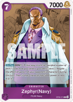 Zephyr (Navy) (OP06-074) - Wings of the Captain (Rare) [OP06-074] - TCG Shoppen TCG Shoppen One Piece Single